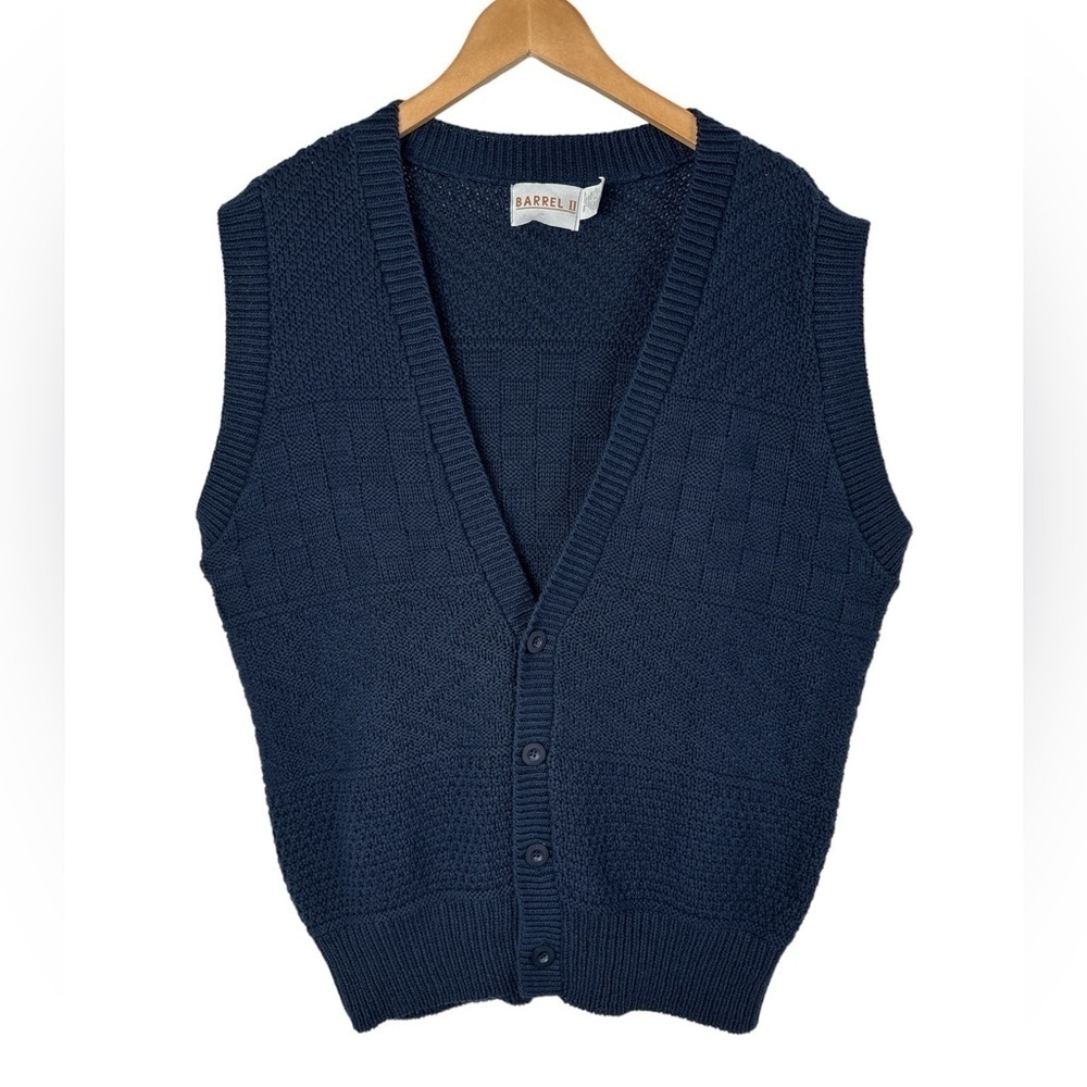 Vintage Barrel II Grandpa Core Sweater Vest Cardigan Navy